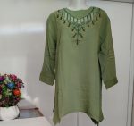ست تونیک شلوار نخی گلدوزی مجلسی زنانه خوشگل سرسنگین - تصویر 2