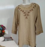 ست تونیک شلوار نخی گلدوزی مجلسی زنانه خوشگل سرسنگین - تصویر 4